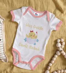 BK Kids Hoş Geldin Bebek Tasarımlı Pembe Bebek Body Zıbın-2