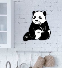 Kişiye Özel Sevimli Panda Figürlü Ahşap Duvar Objesi