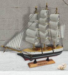 Kişiye Özel İsimli Ahşap El Yapımı Yelkenli Gemi 26cm