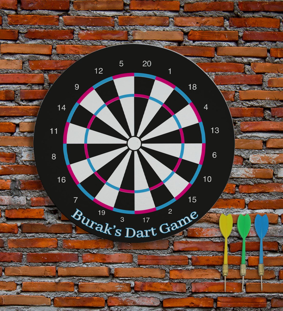 Kişiye Özel İsimli Eğlenceli 40cm Dart Oyun Seti Model 2