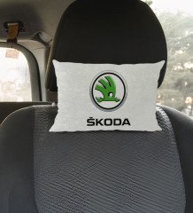 BK Gift Skoda Tasarımlı Dikdörtgen Araç Koltuk Yastığı-1