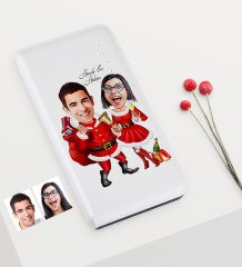 Kişiye Özel Yılbaşı Temalı Sevgililer Karikatürlü Pb-159 7000 mAh Powerbank - 3