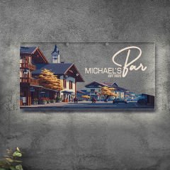 BK Gift Kişiye Özel Manzara Tasarımlı Akrilik Bar Tabelası(38x19cm)-24, Home Bar Tabela, Duvar Dekoru
