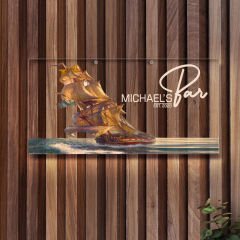 BK Gift Kişiye Özel Manzara Tasarımlı Akrilik Bar Tabelası(38x19cm)-27, Home Bar Tabela, Duvar Dekoru