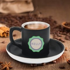 BK Gift Kişiye Özel Coffe Tasarımlı Siyah Renk Türk Kahvesi Fincanı-7, Arkadaşa Hediye, Sevgiliye Hediye, Yıl Dönümü Hediyesi
