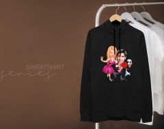 BK Gift Kişiye Özel Sevgililer Karikatürlü İkili Siyah Sweatshirt Seti, Sevgililer Hediye, Çift Hediyesi, Yıl Dönümü Hediyesi, Kişiye Özel Sweatshirt-8