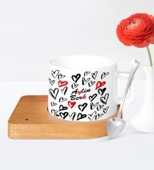 Kişiye Özel Sevgililer Günü Tasarımlı Ahşap Altlıklı Seramik Fincan - 70