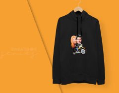 BK Gift Kişiye Özel Sevgililer Karikatürlü İkili Siyah Sweatshirt Seti, Sevgililer Hediye, Çift Hediyesi, Yıl Dönümü Hediyesi, Kişiye Özel Sweatshirt-13