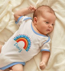 BK Kids Kişiye Özel İsimli Mavi Bebek Body Zıbın ve Erkek Bebek Künyesi Hediye Seti-2