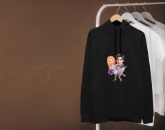 BK Gift Kişiye Özel Sevgililer Karikatürlü İkili Siyah Sweatshirt Seti, Sevgililer Hediye, Çift Hediyesi, Yıl Dönümü Hediyesi, Kişiye Özel Sweatshirt-23