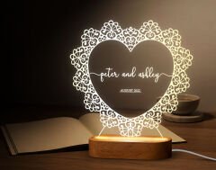 BK Gift Kişiye Özel İsimli Tarihli Dekoratif Led Lamba, Gece Lambası, Sevgiliye Hediye, Işıklı Pleksi Biblo-2