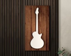BK Gift Kabartma Gitar Tasarımlı Ahşap Tabela, Home Bar Tabela, Rustik Ev Dekorasyonu, Duvar Dekoru-1