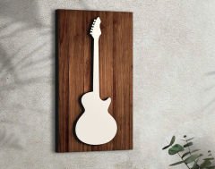BK Gift Kabartma Gitar Tasarımlı Ahşap Tabela, Home Bar Tabela, Rustik Ev Dekorasyonu, Duvar Dekoru-1