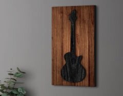 BK Gift Kabartma Gitar Tasarımlı Ahşap Tabela, Home Bar Tabela, Rustik Ev Dekorasyonu, Duvar Dekoru-2