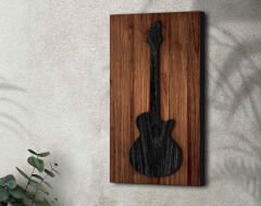 BK Gift Kabartma Gitar Tasarımlı Ahşap Tabela, Home Bar Tabela, Rustik Ev Dekorasyonu, Duvar Dekoru-2