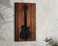 BK Gift Kabartma Gitar Tasarımlı Ahşap Tabela, Home Bar Tabela, Rustik Ev Dekorasyonu, Duvar Dekoru-2