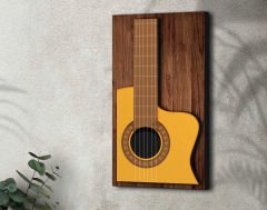 BK Gift Kabartma Gitar Tasarımlı Ahşap Tabela, Home Bar Tabela, Rustik Ev Dekorasyonu, Duvar Dekoru-3