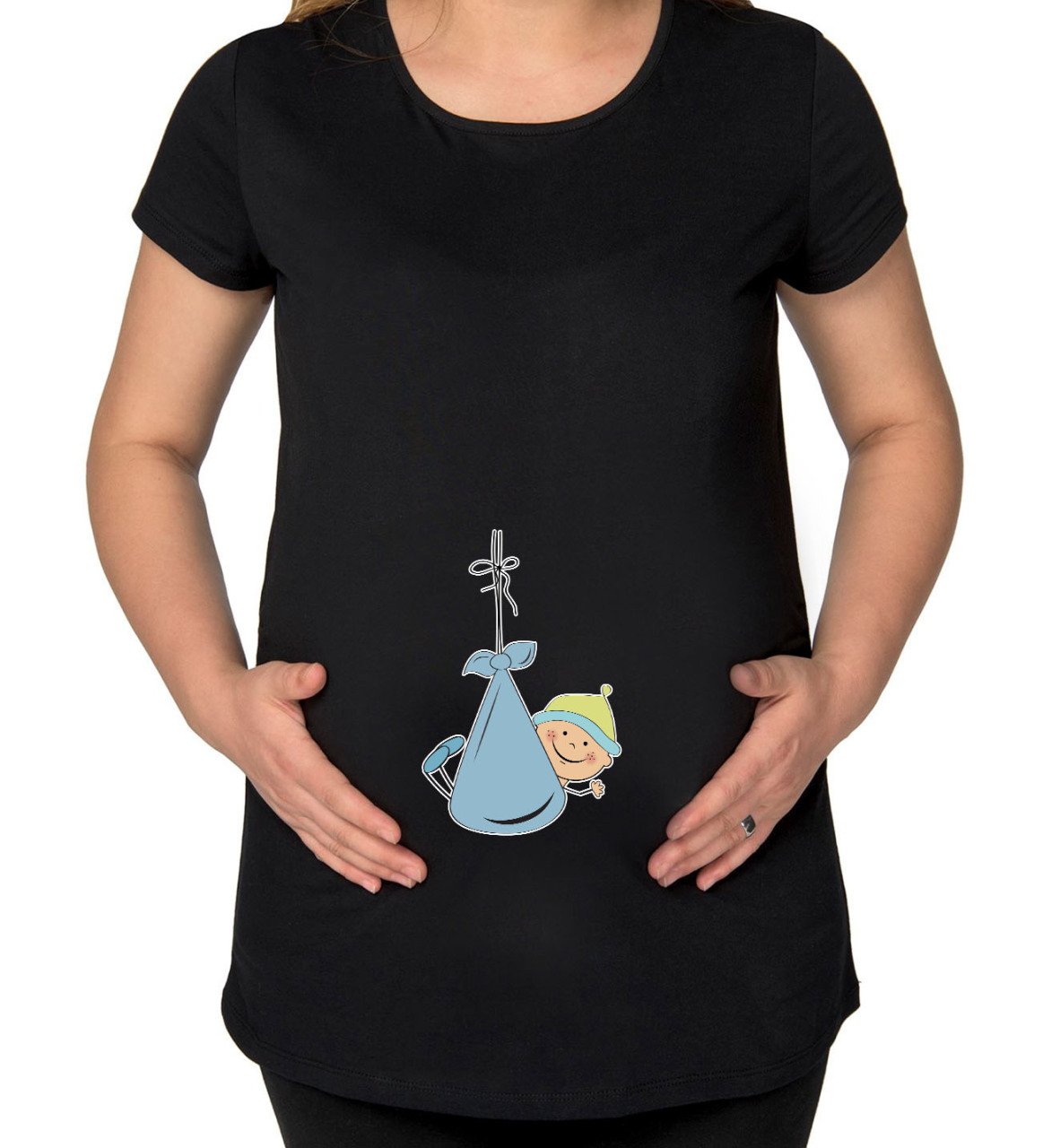 BK Gift Erkek Bebek Tasarımlı Siyah Hamile Tişört-2
