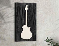 BK Gift Kabartma Gitar Tasarımlı Siyah(Ebony) Ahşap Tabela, Home Bar Tabela, Rustik Ev Dekorasyonu, Duvar Dekoru-1