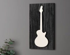 BK Gift Kabartma Gitar Tasarımlı Siyah(Ebony) Ahşap Tabela, Home Bar Tabela, Rustik Ev Dekorasyonu, Duvar Dekoru-1