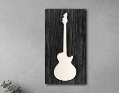 BK Gift Kabartma Gitar Tasarımlı Siyah(Ebony) Ahşap Tabela, Home Bar Tabela, Rustik Ev Dekorasyonu, Duvar Dekoru-1