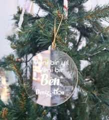 BK Gift Kişiye Özel İsimli Şeffaf Pleksi Yılbaşı Ağaç Süsü- 5, Yılbaşı Hediyesi, İsme Özel Ağaç Süsü, Yeni Yıl Mesajlı Hediye