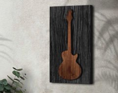 BK Gift Kabartma Gitar Tasarımlı Siyah(Ebony) Ahşap Tabela, Home Bar Tabela, Rustik Ev Dekorasyonu, Duvar Dekoru-2