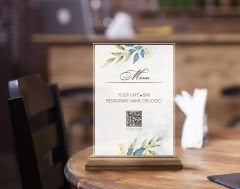 BK Gift Restoran & Cafe & Barlara Özel Ahşap Standlı Pleksi QR Kod Menü, Cafe&Bar için QR kodlu Tabela, QR kodlu Masa Dekoru-12