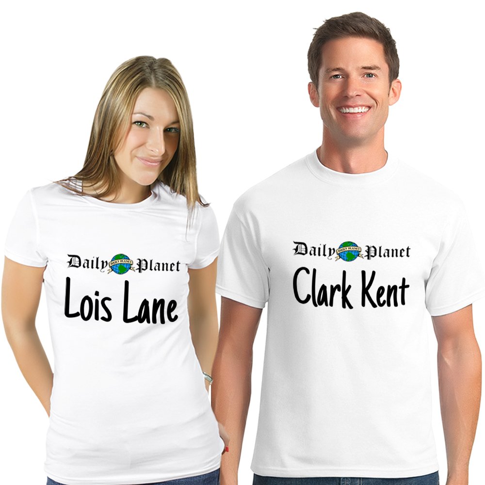Kişiye Özel İkili Clark Kent & Lois Lane Beyaz Takım Tişört
