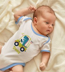 BK Kids Kişiye Özel İsimli Mavi Bebek Body Zıbın ve Erkek Bebek Künyesi Hediye Seti-34
