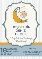 Kişiye Özel Bitmeyen Baby Shower Davetiyesi Model 1