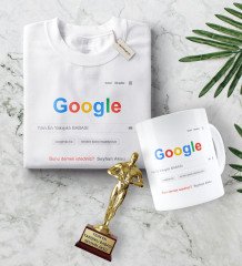 Kişiye Özel Google Yılın En Yakışıklı Babası Tişört Kupa Oscar Ödülü Hediye Seti-1