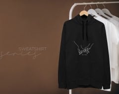 BK Gift Kişiye Özel Sevgililer İsimli İkili Siyah Sweatshirt Seti, Sevgililer Hediye, Çift Hediyesi, Yıl Dönümü Hediyesi, Kişiye Özel Sweatshirt-3