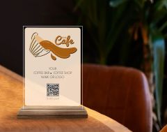 BK Gift Restoran & Cafe & Barlara Özel Ahşap Standlı Pleksi QR Kod Menü, Cafe&Bar için QR kodlu Tabela, QR kodlu Masa Dekoru-15