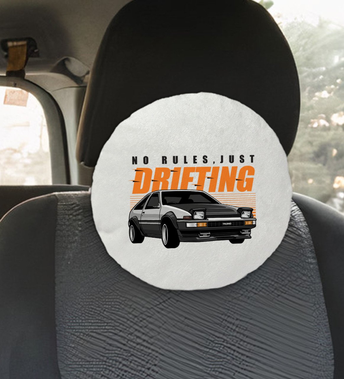 BK Gift Drifting Tasarımlı Yuvarlak Araç Koltuk Yastığı-1