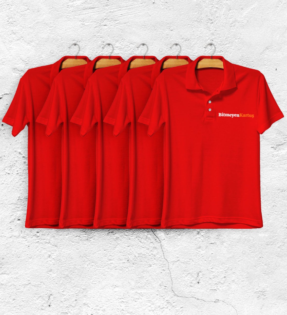 Firmalar İçin 50 adet 1. Kalite Logo Baskılı Kırmızı Polo Yaka Tişört