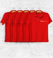 Firmalar İçin 50 adet 1. Kalite Logo Baskılı Kırmızı Polo Yaka Tişört