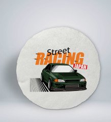 BK Gift Street Racing Tasarımlı Yuvarlak Araç Koltuk Yastığı-1