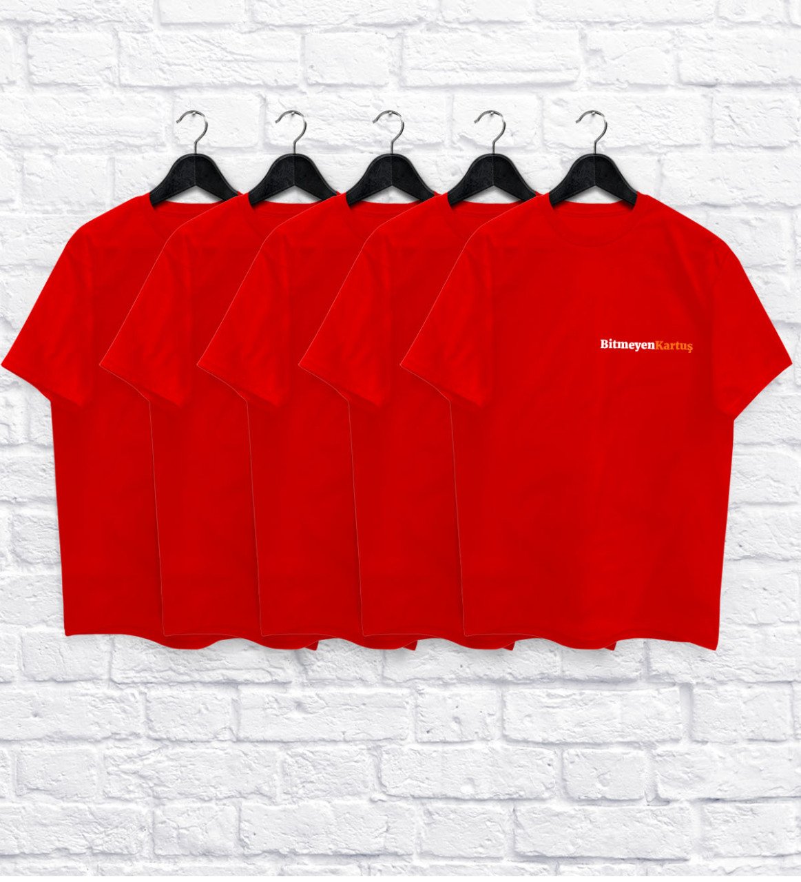 Firmalar İçin 10 Adet Logo Baskılı Kırmızı Tişört