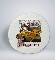 BK Gift Tokyo Route Tasarımlı Yuvarlak Araç Koltuk Yastığı-1