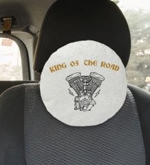 BK Gift King Of The Road Tasarımlı Yuvarlak Araç Koltuk Yastığı-1