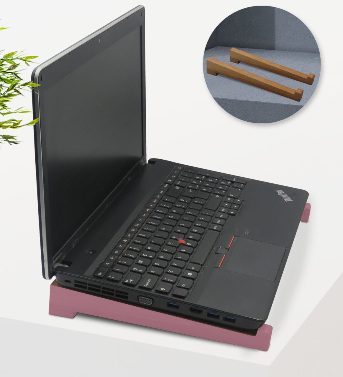 BK Gift Taşınabilir Ahşap Pembe Notebook Laptop Standı
