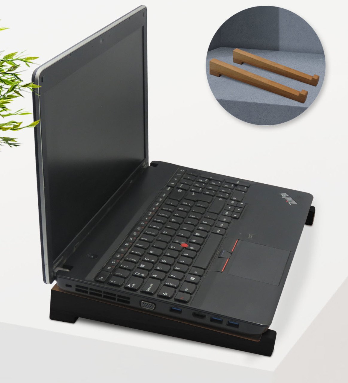 BK Gift Taşınabilir Ahşap Siyah Notebook Laptop Standı