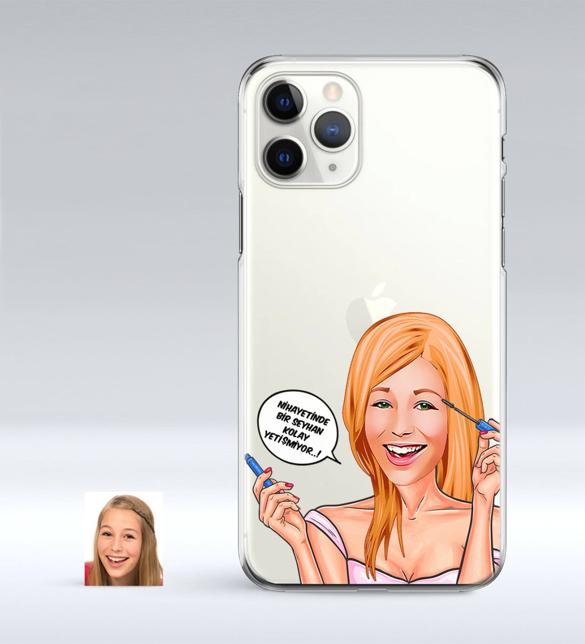 Kişiye Özel Bayan Kolay Yetişmiyor Karikatürlü iPhone 11 Pro İnce Şeffaf Silikon Telefon Kapağı-7