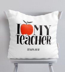 Kişiye Özel Öğretmenimi Seviyorum Beyaz Yastık-3