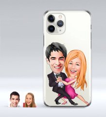 Kişiye Özel Sevgililer Karikatürlü iPhone 11 Pro İnce Şeffaf Silikon Telefon Kapağı-13