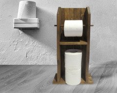 BK Home Doğal Masif Ahşap Tuvalet Kağıtlığı ve Dekoratif Ahşap Siyah Çerçeveli Tablo Seti-5