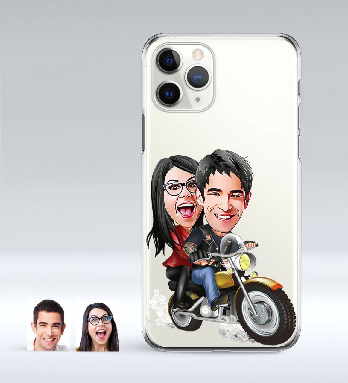 Kişiye Özel Sevgililer Karikatürlü iPhone 11 Pro İnce Şeffaf Silikon Telefon Kapağı-17