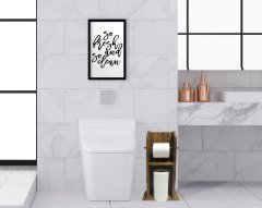 BK Home Doğal Masif Ahşap Tuvalet Kağıtlığı ve Dekoratif Ahşap Siyah Çerçeveli Tablo Seti-9
