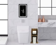 BK Home Doğal Masif Ahşap Tuvalet Kağıtlığı ve Dekoratif Ahşap Siyah Çerçeveli Tablo Seti-14